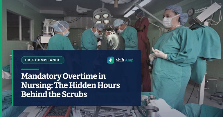 Medical team conducting surgery in a sterile operating room with surgical tools on display.